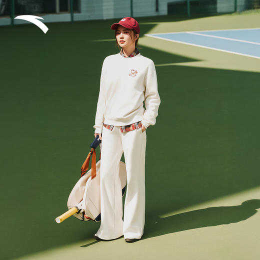 安踏落肩运动卫衣女冬季新款宽松圆领加绒休闲长袖上衣162548704N 商品图5