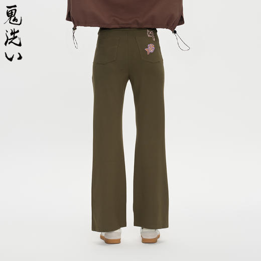 ONIARAI/鬼洗25秋冬新品泥棒蓝女款猫咪弹力喇叭针织长裤 N540181 商品图2