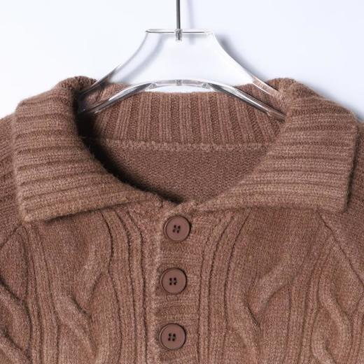 6907SDSA男士秋冬新款痞帅男装韩版渐变纽扣polo领毛衣百搭慵懒风上衣 商品图2