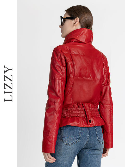 LIZZY冬季减龄简约保暖黑色绵羊皮白鸭绒羽绒服外套女4117 商品图6