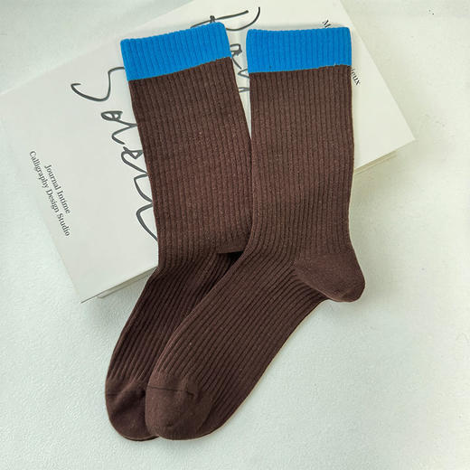 简约韩系堆堆袜柔软撞色棉袜-纪念日百货门店同款167945217 商品图1