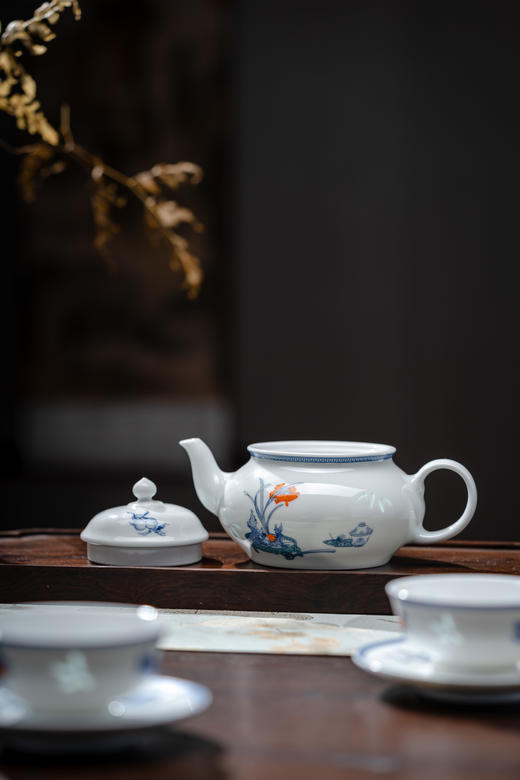 富玉 |  景德镇玲珑瓷组合功夫茶具  岁朝清供16头茶具 商品图2