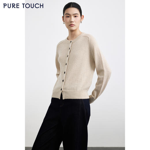 商场同款PURE TOUCH女装25秋冬新款羊绒针织开衫宽松圆领开襟毛衣 商品图4