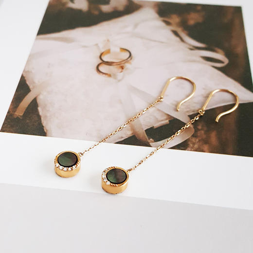 【天然正品】AU375黄金时尚设计款双面贝母造型钻石耳环52.3*7.2*3.8MM（皆取最大值）女士191025NJS40 特价：880元 商品图4