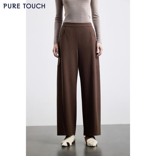 商场同款PURE TOUCH女装25秋冬新款高腰宽松长裤精纺羊毛弯刀裤 商品图0