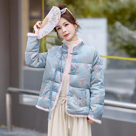 新中式国风羽绒服，洋气盘扣气质提花白鸭绒外套HR-YJLY86808