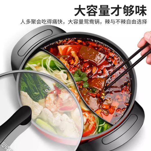 【一体成型&鸳鸯火锅】荣事达家用鸳鸯电热锅 大容量蒸煮一体电火锅 多功能电热锅 麦饭石插电多用锅 商品图2