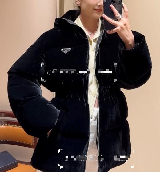 女款修身丝绒连帽羽绒服he020 商品图2