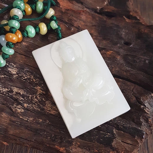 【天然正品】天然无杂裂青海料观音牌和田玉（平安、吉祥）吊坠项链吊坠：60.8*40.212.6MM / 项链：56CM（长度可调节）男士191025NJS43 商品图2