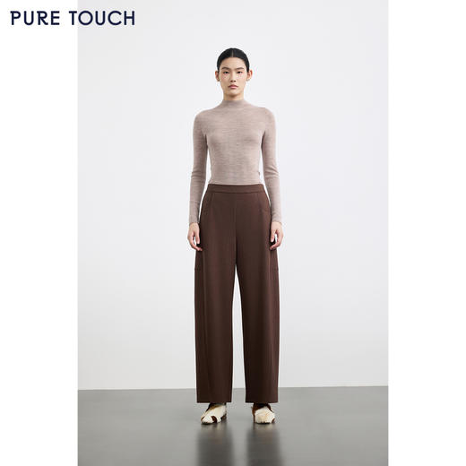 商场同款PURE TOUCH女装25秋冬新款高腰宽松长裤精纺羊毛弯刀裤 商品图3