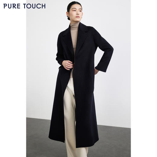 商场同款PURE TOUCH女装25秋冬丝绒毛混纺双面呢大衣长款H型毛呢 商品图0