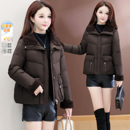 QYM 25XB611棉衣外套时尚棉服保暖休闲棉衣短款上衣气质面包服 商品图1