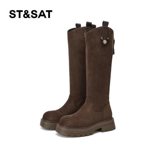 【保暖绒里】星期六时尚通勤百搭山茶花扣带长筒靴SSD4119T6M 商品图9