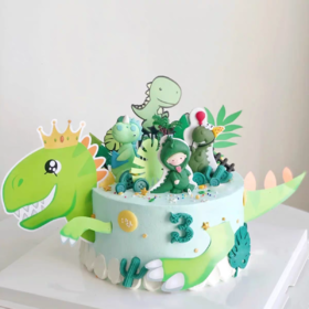 侏罗纪大恐龙霸王龙可爱卡通蛋糕(不含玩偶与配件)-低糖处理无添加