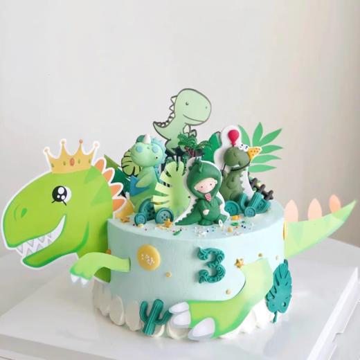 侏罗纪大恐龙霸王龙可爱卡通蛋糕(不含玩偶与配件)-低糖处理无添加 商品图0