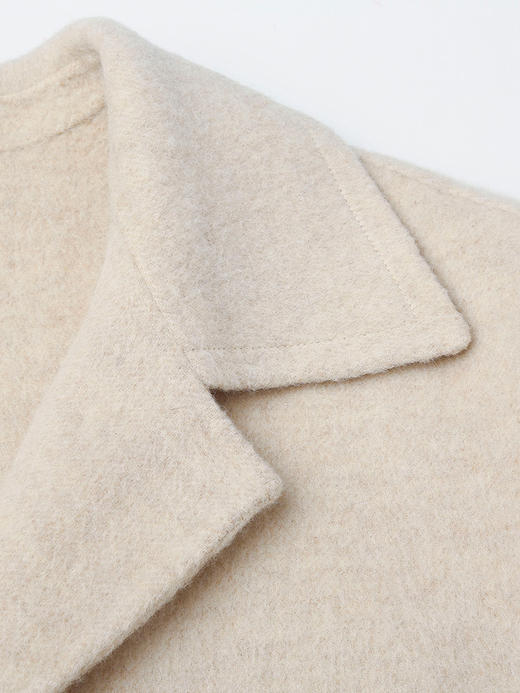 米白色翻领毛呢大衣 复古风单扣大口袋中长款外套 秋冬高级感显瘦百搭女式呢子上衣 商品图2