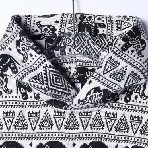 WY1261SDSA男士秋冬新款痞帅男装简约趣味动物条纹连帽卫衣百搭宽松上衣 商品图2