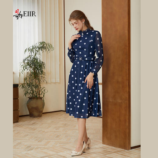 司歌波点长袖连衣裙收腰春秋A921243X 商品图4