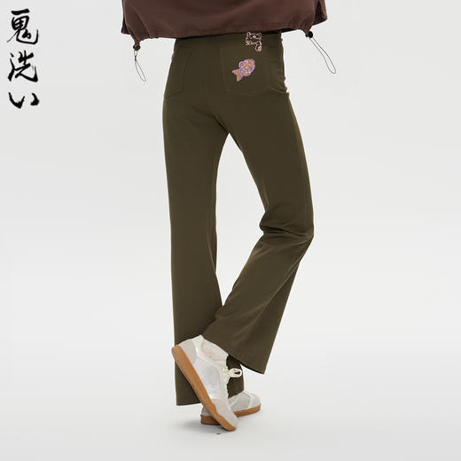 ONIARAI/鬼洗25秋冬新品泥棒蓝女款猫咪弹力喇叭针织长裤 N540181 商品图0