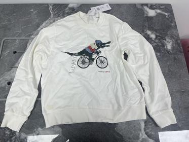 瑕疵Lacoste/法国鳄鱼 女士圆领纯棉植绒鳄鱼印花长袖卫衣