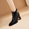 【预售5天】黑色真皮短靴粗跟妈妈鞋，高跟新款冬季加绒方头女靴JZX&D05-82 商品缩略图2