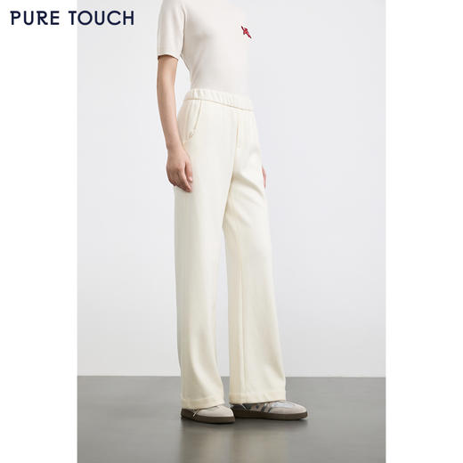商场同款PURE TOUCH女装25秋冬软糯高腰直筒休闲裤松紧腰加厚长裤 商品图0