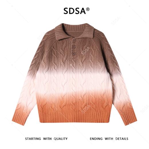 6907SDSA男士秋冬新款痞帅男装韩版渐变纽扣polo领毛衣百搭慵懒风上衣 商品图1