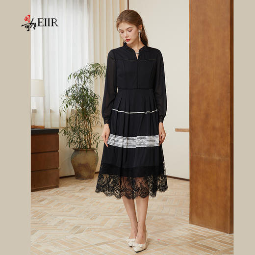 司歌修身蕾丝长袖连衣裙中长裙A921171X 商品图4