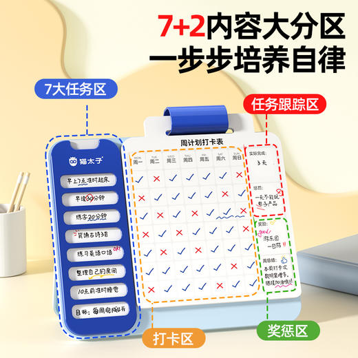 【开学季】【限时秒杀】猫太子周计划自律打卡器学习计划表好习惯养成规划表时间管理周规划 商品图4