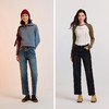森柔牛仔|森马牛仔裤女抓毛长裤女生冬季半松紧腰直筒裤美式休闲 商品缩略图4