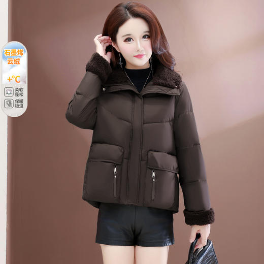QYM 25XB611棉衣外套时尚棉服保暖休闲棉衣短款上衣气质面包服 商品图5