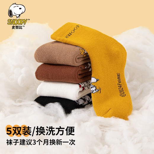 【清仓捡漏】【5双装】【10A抑菌加厚全毛圈袜】【史努比】男童中长款袜子组合装 商品图3