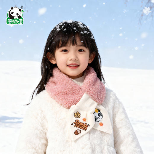 熊猫屋PANDAHOUS 潘兜毛绒短檐帽-粉色/咖色  潘兜毛绒围巾—巧克力橡果子/奶油橡果子 商品图2