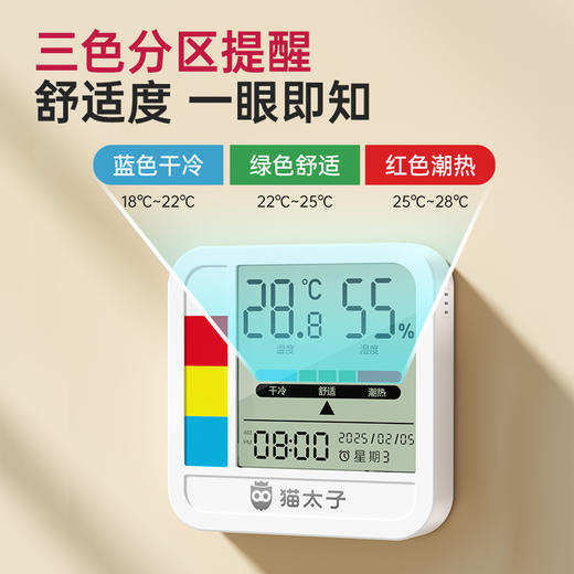 【开学季】【限时秒杀】猫太子 第2代智能可视化温湿度计家用磁吸壁挂式湿度表 商品图2