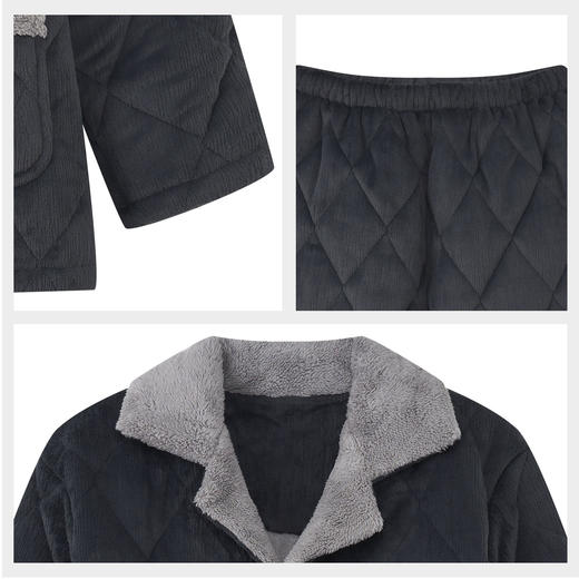 【179元超值新品】【秀黛】男翻领夹棉套装男士夹棉睡衣家居服S4550054T【门店同款】 商品图4