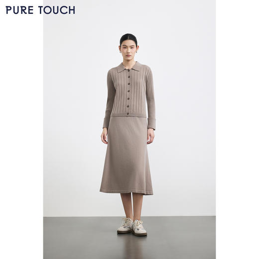 商场同款PURE TOUCH女装25冬新款羊毛针织长裙A字伞裙长款过膝裙 商品图1