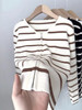 秋冬【新款条纹开衫】长袖针织上衣 修身显瘦百搭气质时尚毛衣 商品缩略图0