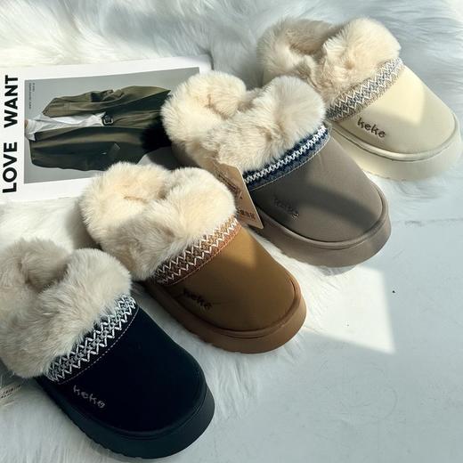 【暖冬鞋服丨亲子厚底毛绒棉拖鞋】内里毛量充足，细密保暖，橡塑大底踩感舒适有弹性，缓震减压防滑，成人儿童款都有，居家外穿都适合，一双轻松过冬 商品图3