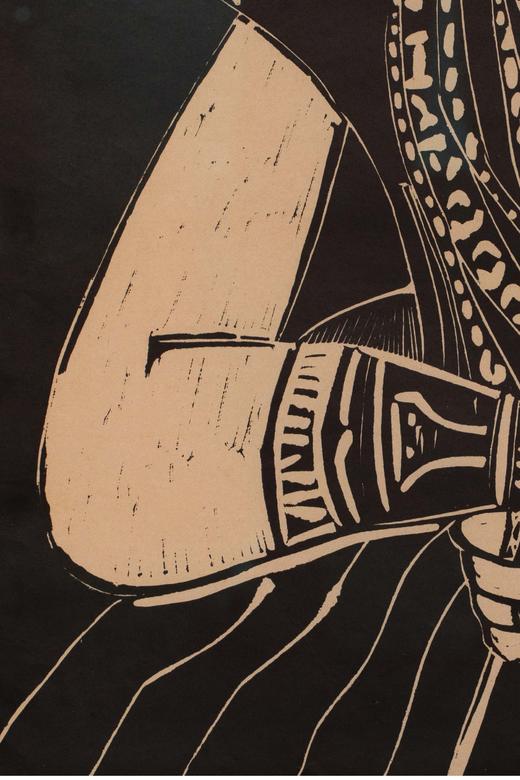 独角鹿西洋古董 1958年西班牙艺术画家创作出品限量麻胶版画《年轻女子肖像·追随克拉纳赫》 商品图6