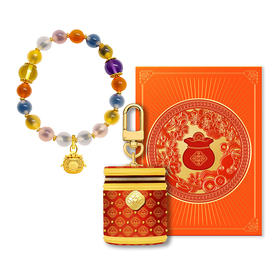 【马年新品】钱袋子足金水晶玛瑙 花丝玄潮手串