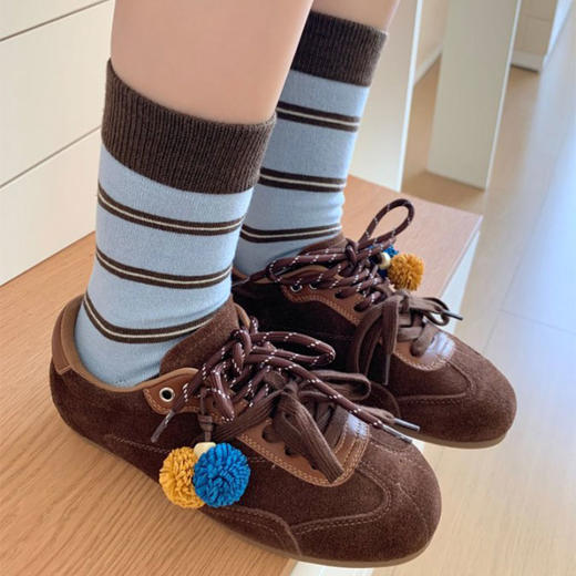 可露丽学院风暖绒中筒条纹波点袜-纪念日百货门店同款167943553 商品图4