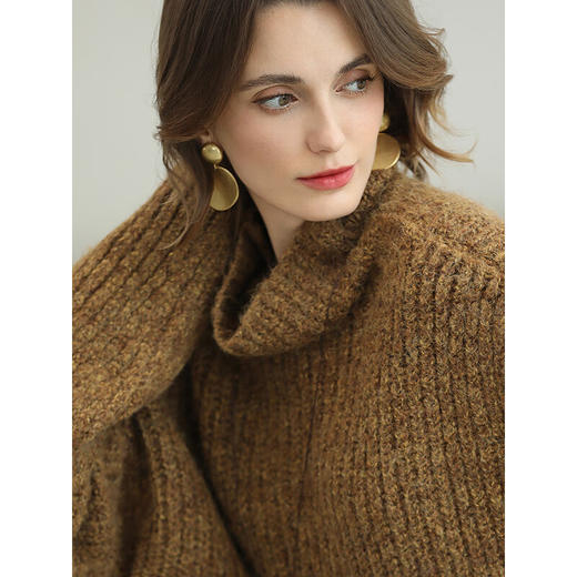 COCOBELLA气质美拉德宽松高领毛衣新款慵懒风毛针织衫MZ3128 商品图4