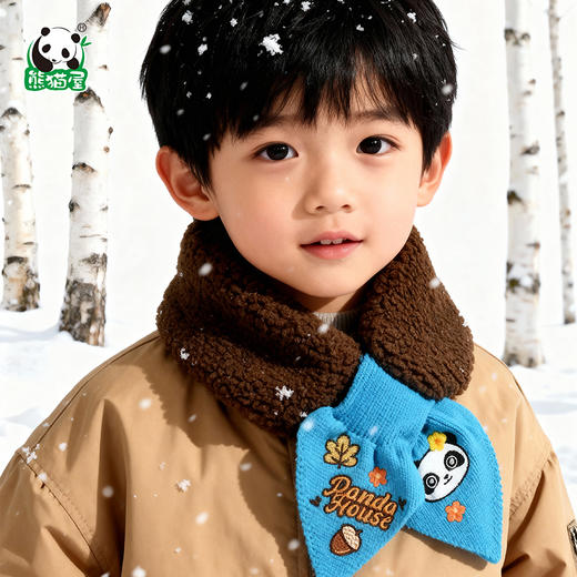 熊猫屋PANDAHOUS 潘兜毛绒短檐帽-粉色/咖色  潘兜毛绒围巾—巧克力橡果子/奶油橡果子 商品图4
