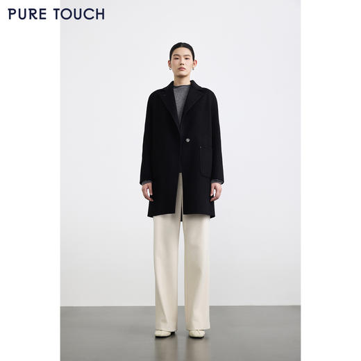 商场同款PURE TOUCH女装25秋冬新款绒毛混纺毛呢大衣一粒扣外套 商品图3