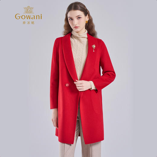 乔万尼秋冬新款羊毛羊绒大衣红色系小个子ET4A929 商品图2