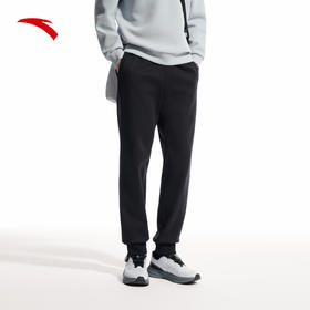 安踏加绒运动卫裤男冬季新款黑色针织裤健身跑步长裤子152547325N