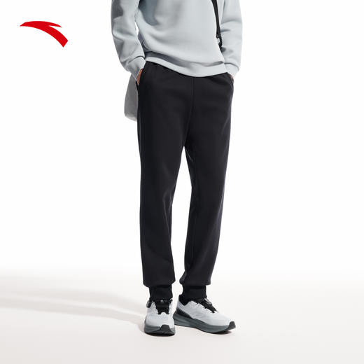 安踏加绒运动卫裤男冬季新款黑色针织裤健身跑步长裤子152547325N 商品图0