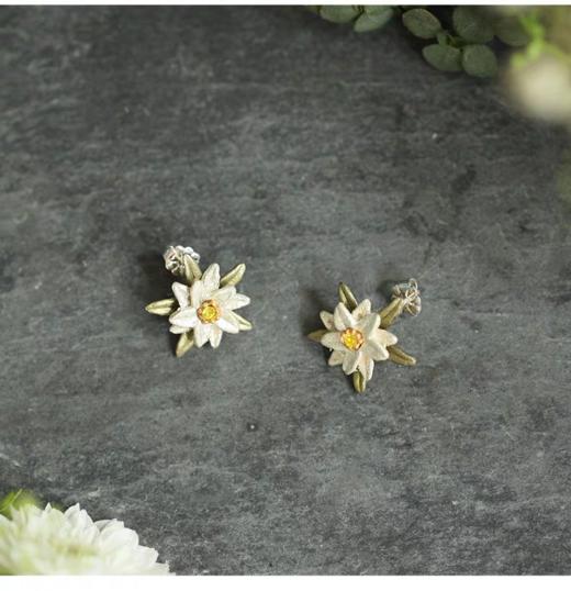 【Michael Michaud】雪绒花系列 花叶耳钉 商品图1
