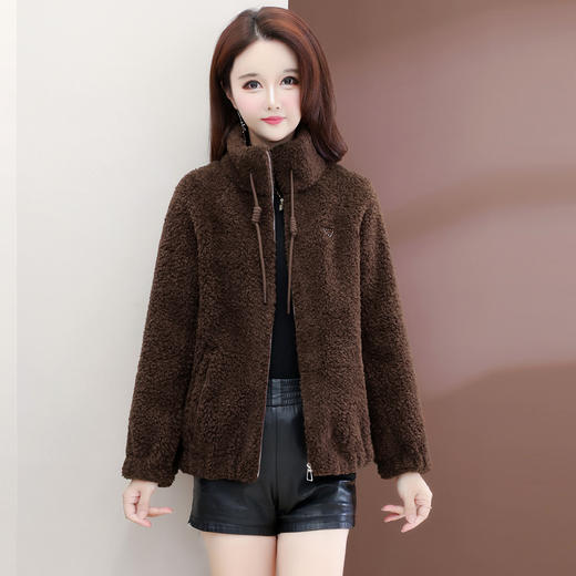 QYM 25YS48-1时尚皮毛一体外套仿羊羔绒外套时尚保暖洋气上衣 商品图3