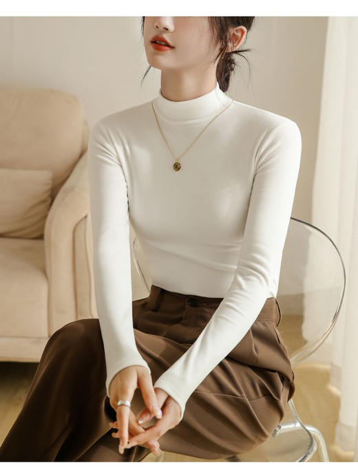 【3件一组，单拍不发】🌸紧急开团!49.9得 3件!😆【Avann小立领款微粒绒磨毛椰油打底衫】💥冲冲冲 高品质!不易变形加绒加厚👏 不是市场薄薄的版本，巨显身材‼️上身巨舒服 商品图1